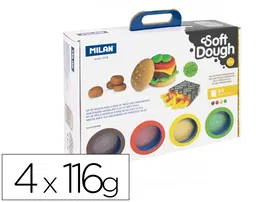 Milan Pasta de modelar Soft Dough Casa de las Hamburguesas con herramientas, maletín con 4 botes de colores