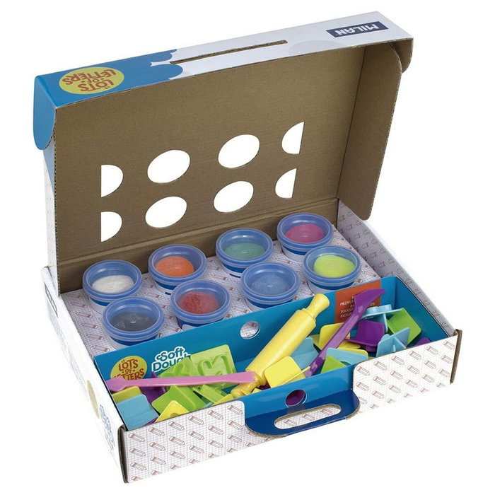 Milán Kit de Pasta Blanda Soft Dough con Abecedario y 8 Botes de Colores