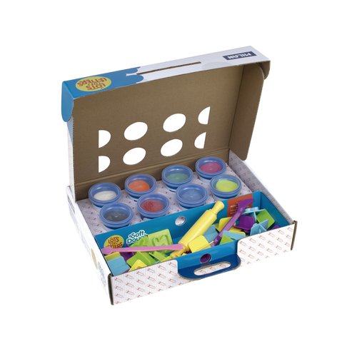 Milán Kit de Pasta Blanda Soft Dough con Abecedario y 8 Botes de Colores