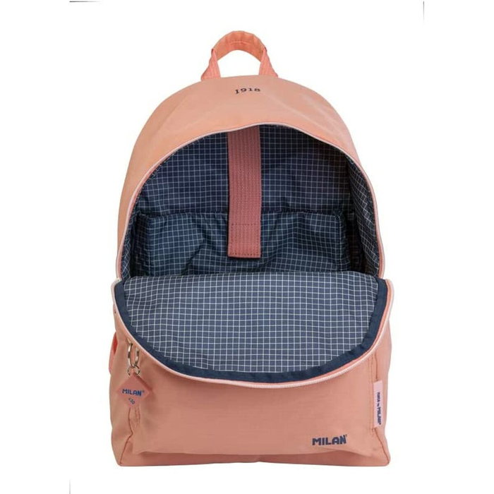 Milan Serie 1918 Mochila Urbana Clásica Rosa con Detalles Azul Marino Milan Serie 1918 Mochila Urbana Clásica Rosa con Detalles Azul Marino