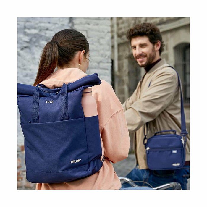 Milan Bolsa Isotérmica Porta Alimentos Serie 1918 con 3 Recipientes, 3,5L, Azul Marino