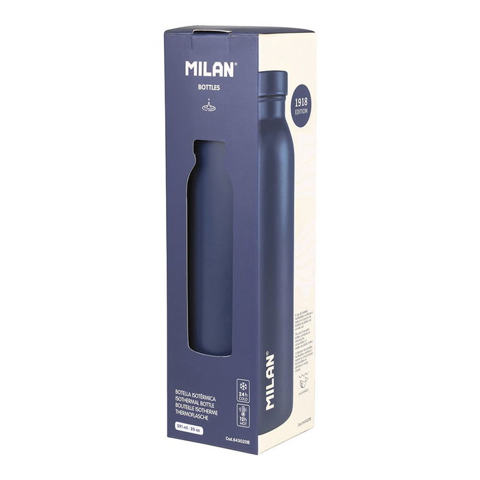 Milan Botella isotérmica serie 1918 de acero inoxidable 591ml azul marino Milan Botella isotérmica serie 1918 de acero inoxidable 591ml azul marino
