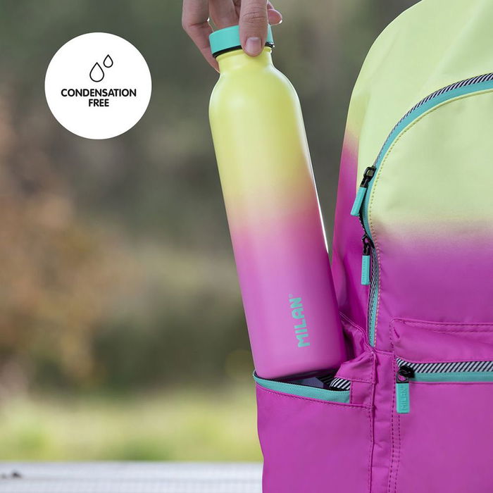 Milán Botella Isotérmica Sunset Amarilla 591 ml Acero Inoxidable 304 Aislamiento Vacío Doble Capa 12h Caliente 24h Frío