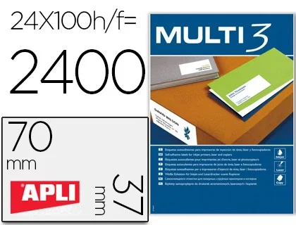 Apli Etiquetas Adhesivas Multi3 70x37mm Blanco