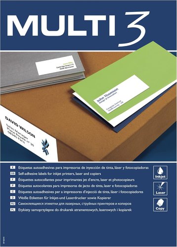 Multi-3 Etiquetas Adhesivas 105x48mm Blanco Inkjet/Láser