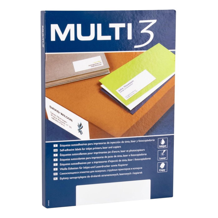 Multi-3 Etiquetas Adhesivas Blancas 210x148mm con Cantos Rectos