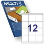 Multi-3 Etiquetas Adhesivas Blancas 70x67,7mm para Inkjet/Láser A4