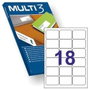 Multi-3 Etiquetas Adhesivas Blancas 63,5x46,6mm con Bordes Redondeados para Inkjet/Láser
