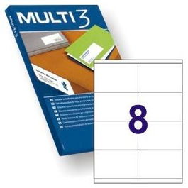 Multi-3 Etiquetas Adhesivas 97x67,7 mm Inkjet-Láser C-Rectos 8 X 100H Blanco