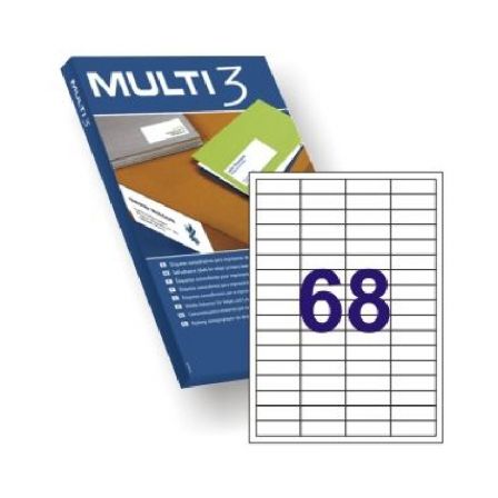 Multi-3 Etiquetas Adhesivas 48,5x16,9 mm Inkjet-Láser C-Rectos 68 X 500H Blanco Multi-3 Etiquetas Adhesivas 48,5x16,9 mm Inkjet-Láser C-Rectos 68 X 500H Blanco