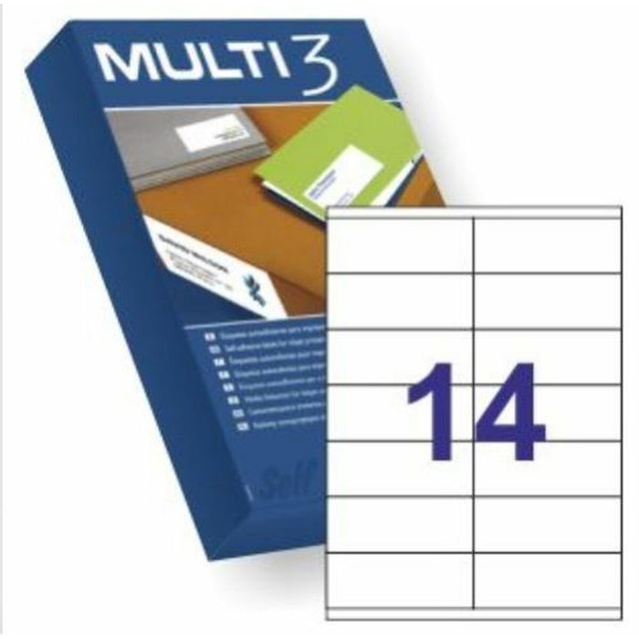 Multi-3 Etiquetas Adhesivas A4 Blancas 105x42,4mm Inkjet/Láser Multi-3 Etiquetas Adhesivas A4 Blancas 105x42,4mm Inkjet/Láser