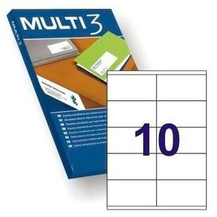 Multi-3 Etiquetas Adhesivas A4 Blancas 105x57mm Caja de 500 Hojas Multi-3 Etiquetas Adhesivas A4 Blancas 105x57mm Caja de 500 Hojas