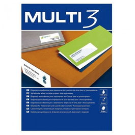 Multi-3 Etiquetas Adhesivas CD/DVD Ø117 Inkjet/Láser 2 x 100H Blanco