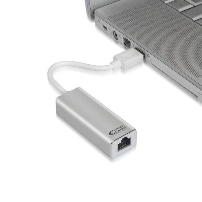 Nano Cable Adaptador USB 3.0 a Ethernet Gigabit 10/100/1000 Mbps, 15 cm, Plata