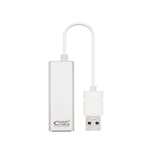 Nano Cable Adaptador USB 3.0 a Ethernet Gigabit 10/100/1000 Mbps, 15 cm, Plata