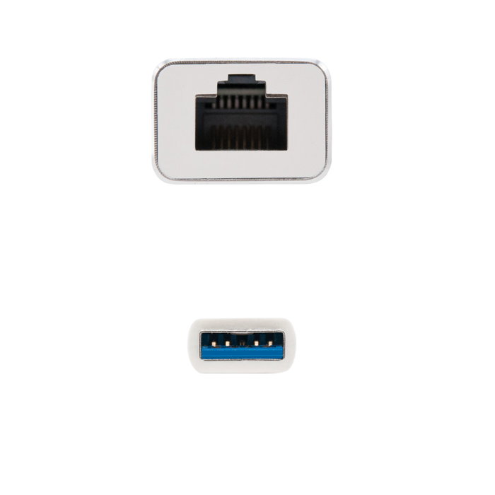 Nano Cable Adaptador USB 3.0 a Ethernet Gigabit 10/100/1000 Mbps, 15 cm, Plata