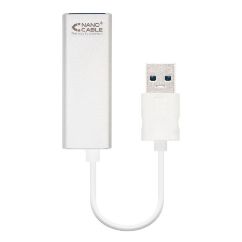 Nano Cable Adaptador USB 3.0 a Ethernet Gigabit 10/100/1000 Mbps, 15 cm, Plata
