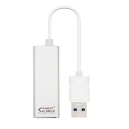 Nanocable Conversor USB 3.0 a Ethernet Gigabit 10/100/1000 Mbps, 15 cm, Plata