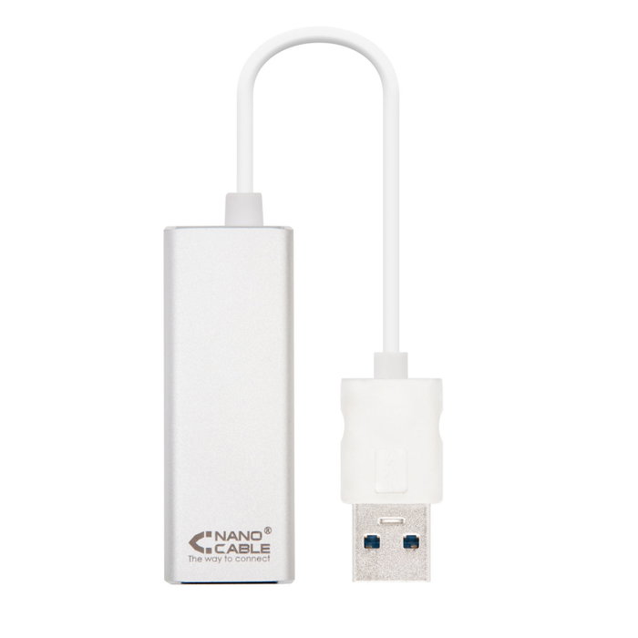 Nano Cable Adaptador USB 3.0 a Ethernet Gigabit 10/100/1000 Mbps, 15 cm, Plata