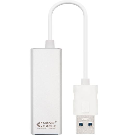 Nano Cable Adaptador USB 3.0 a Ethernet Gigabit 10/100/1000 Mbps, 15 cm, Plata