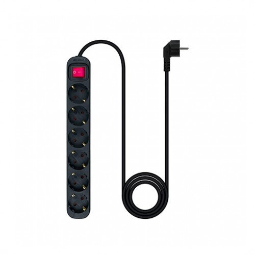 Nanocable Regleta de 6 Tomas con Interruptor, 1.4 m, Negro