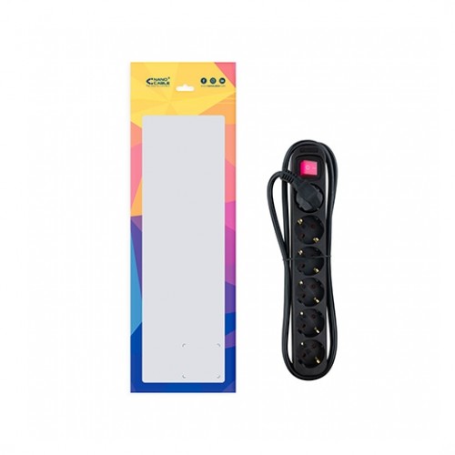 Nanocable Regleta de 6 Tomas con Interruptor, 1.4 m, Negro