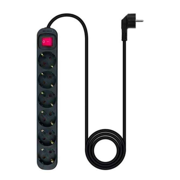 Nanocable Regleta de 6 Tomas con Interruptor, 1.4 m, Negro