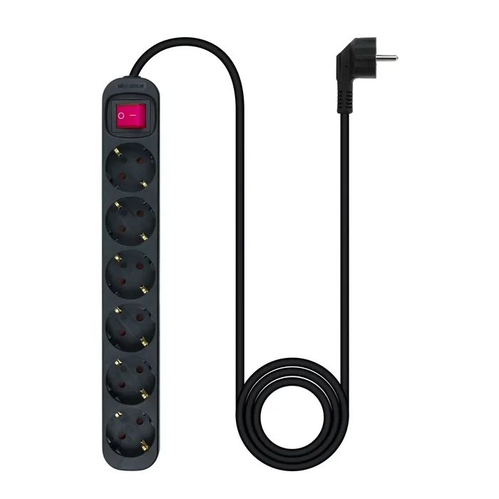 Nanocable Regleta de 6 Tomas con Interruptor, 1.4 m, Negro Nanocable Regleta de 6 Tomas con Interruptor, 1.4 m, Negro