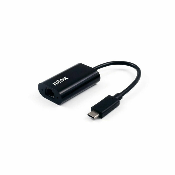 Nilox Adaptador de red USB-C a RJ45 Gigabit Negro Nilox Adaptador de red USB-C a RJ45 Gigabit Negro