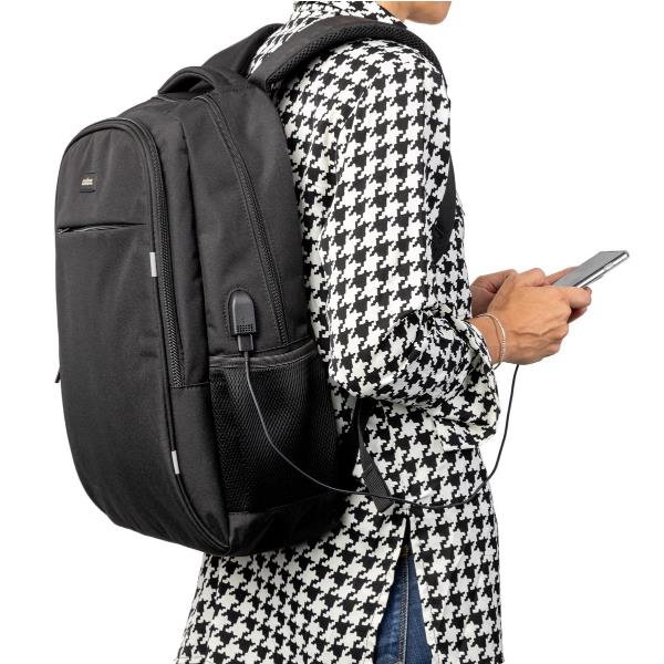 Nilox Mochila Style 15.6 Pulgadas Negro para Portátil con Bolsillo Carga y Espalda Reforzada