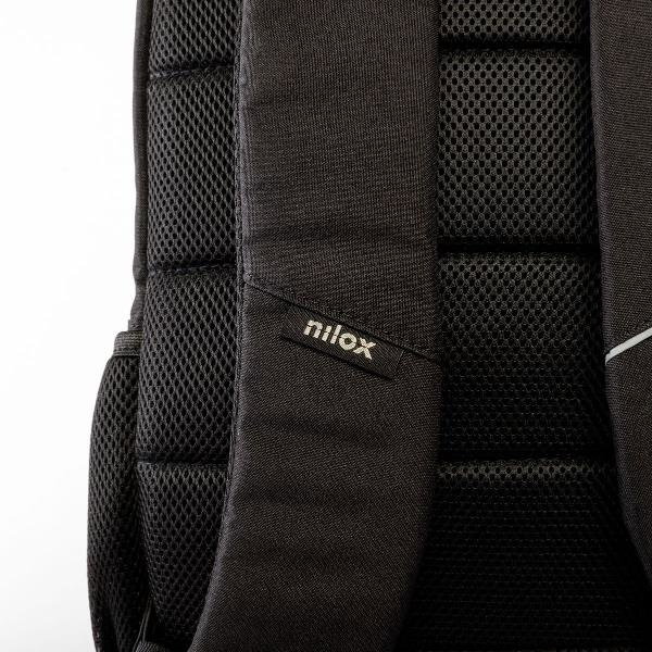 Nilox Mochila Style 15.6 Pulgadas Negro para Portátil con Bolsillo Carga y Espalda Reforzada