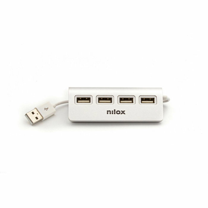 Nilox Hub 4 Puertos USB 2.0 Aluminio Negro Nilox Hub 4 Puertos USB 2.0 Aluminio Negro