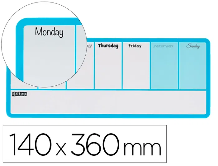 Nobo Planificador Semanal Magnético Pizarra Borrado en Seco Azul 140x360 mm Nobo Planificador Semanal Magnético Pizarra Borrado en Seco Azul 140x360 mm