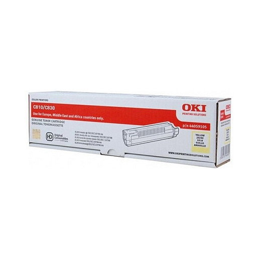 OKI 44059105 Tóner Original Amarillo - 8.000 Páginas para C810/C830 OKI 44059105 Tóner Original Amarillo - 8.000 Páginas para C810/C830