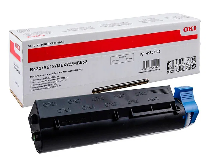 Oki Cartucho de Tóner Negro 45807111 para MB492/MB562/B432/B512