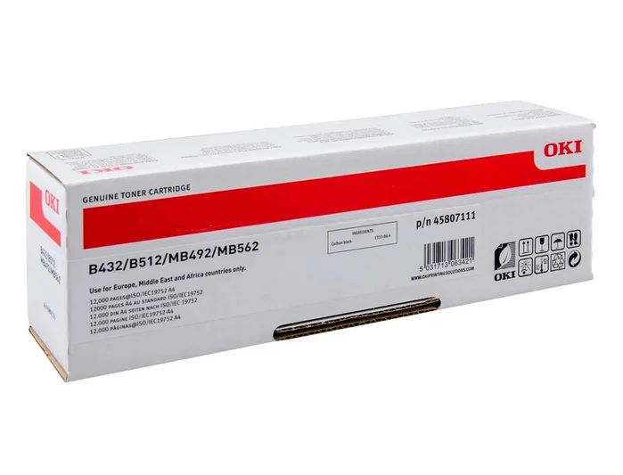 Oki Cartucho de Tóner Negro 45807111 para MB492/MB562/B432/B512