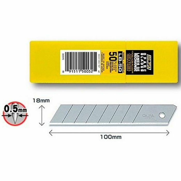 Olfa Repuesto Cutter 18 mm, Cuchillas Fracturables (50 Unidades) Olfa Repuesto Cutter 18 mm, Cuchillas Fracturables (50 Unidades)