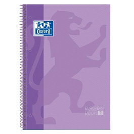 Oxford Cuaderno Europeanbook Microperforado Tapas Extra Duras 80H 90G Cuadrícula 5x5 A4+ Malva