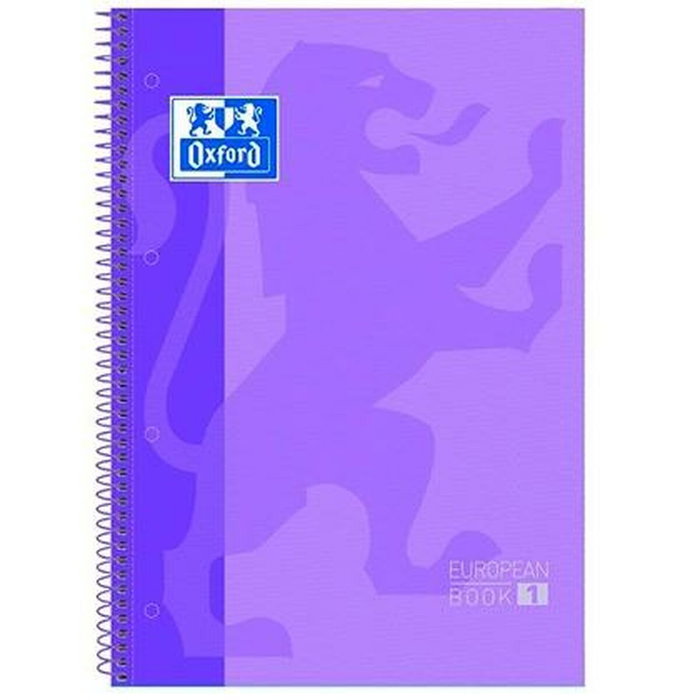 Oxford Cuaderno Europeanbook Microperforado Tapas Extra Duras 80H 90G Cuadrícula 5x5 A4+ Malva