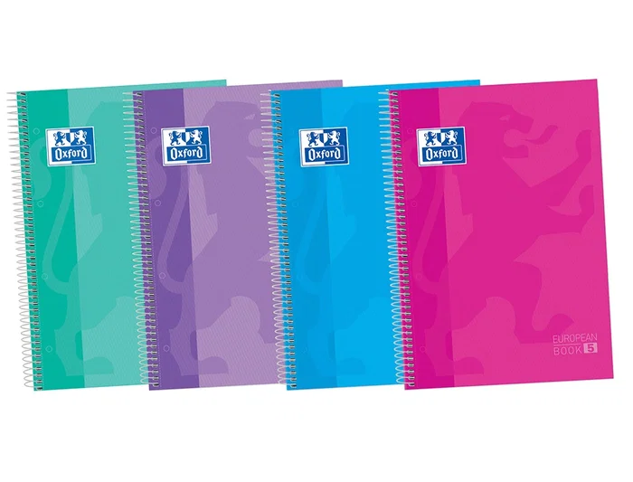 Oxford Europeanbook 5 Cuaderno A4+ Extraduro 120 Hojas 5x5 Microperforado Colores Tendencia Write&Erase (Set de 5) (Set de 5)