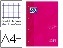 Oxford Recambio Color 1 DIN A4+ 80 Hojas Fucsia Touch