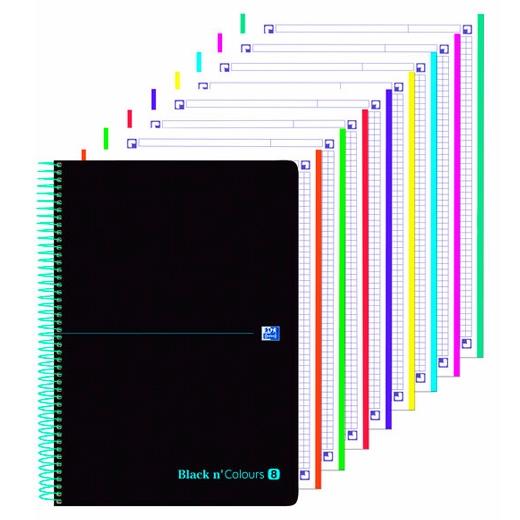 Oxford Cuaderno espiral ebook 8 black'n colors turquesa Din A4+ 160 hojas cuadricula 5 mm tapa plastico negro Oxford Cuaderno espiral ebook 8 black'n colors turquesa Din A4+ 160 hojas cuadricula 5 mm tapa plastico negro