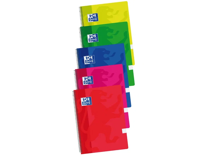 Oxford Pack 5 Cuadernos Espiral Folio 80 Hojas 4x4mm Colores Vivos