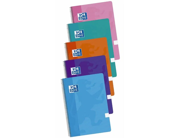 Oxford Pack 5 Cuadernos Espiral Folio 80 Hojas 4x4mm Colores Tendencia
