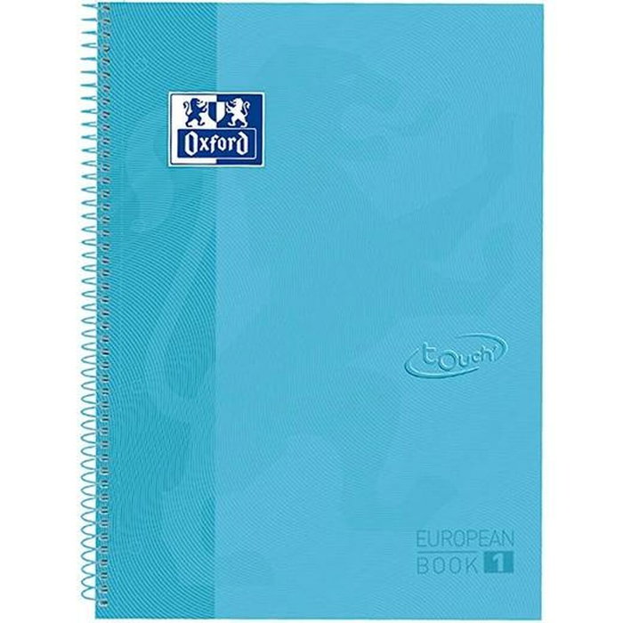 Oxford Cuaderno con Espiral Cuadriculado European Book 1 Touch A4+ 80 Hojas Azul Agua
