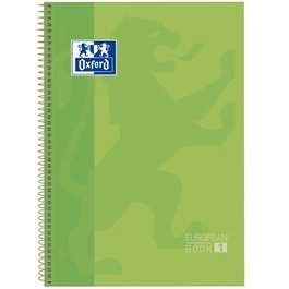 Oxford Cuaderno Classic Europeanbook 1 Write&Erase 80H A4+ Espiral Tapa Extradura Microperforado Pack 5 Ud Verde Manzana