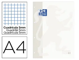 Oxford Recambio A4 80 Hojas Cuadro 5 mm 4 Taladros Blanco