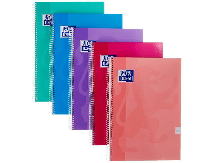 Oxford Pack 4+1 Cuadernos Espiral Write&Erase Folio 80 Hojas Cuadro 4x4 mm Colores Tendencia