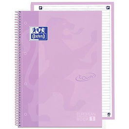 Oxford Cuaderno Europeanbook 1 Touch Write&Erase 80H A4+ Línea Microperforado Tapa Extradura Pack 5 Ud Lavanda Pastel
