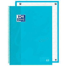 Oxford Cuaderno Europeanbook 1 Write&Erase 80H A4+ Línea Microperforado Tapa Extradura Pack 5 Ud Azul Pastel